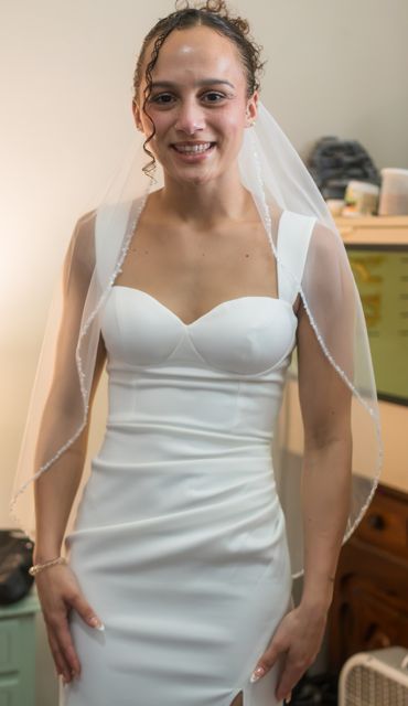 Bride in her wedding dress