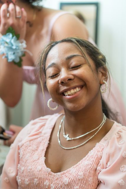Wedding guests smiling