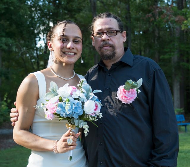 Bride with a guest before the ceremony