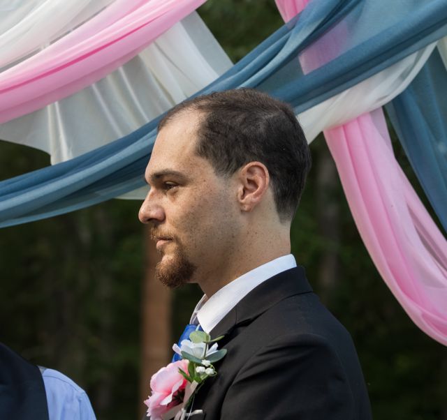 Groom during the ceremony