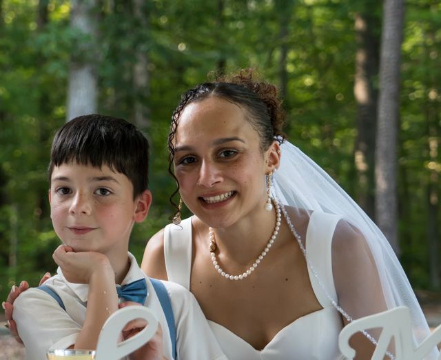 Wedding guests gathered at a table