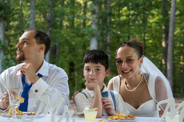 Wedding guests gathered at a table