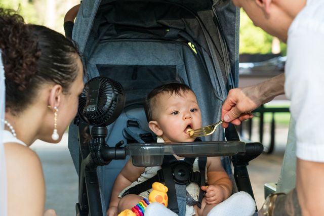 Baby in a stroller at the wedding