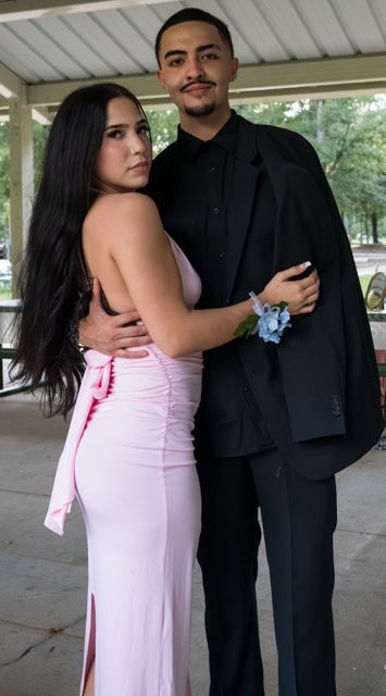 Couple posing together at the wedding
