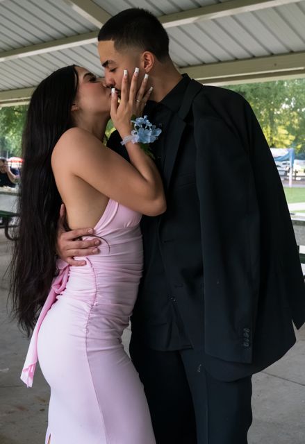 Couple posing together at the wedding