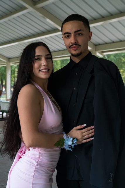 Couple posing together at the wedding
