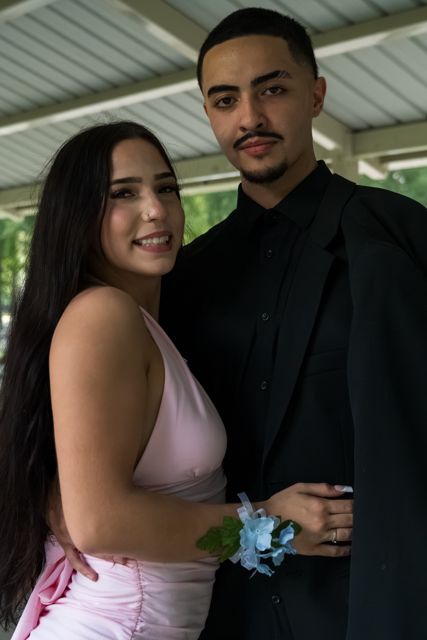 Couple posing together at the wedding